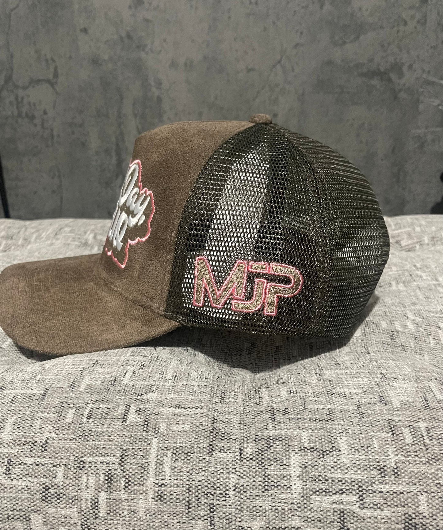 “Suede” Trucker Hat- Brown