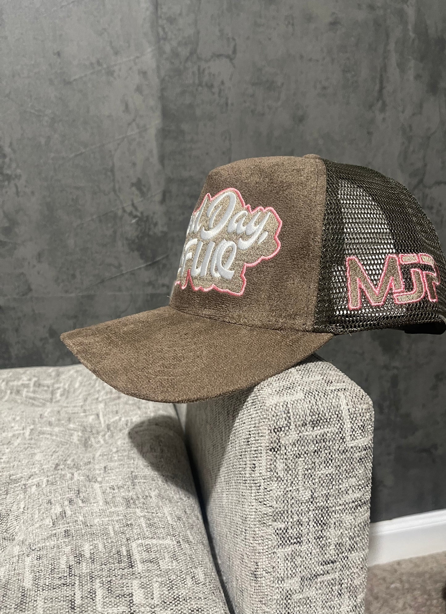 “Suede” Trucker Hat- Brown